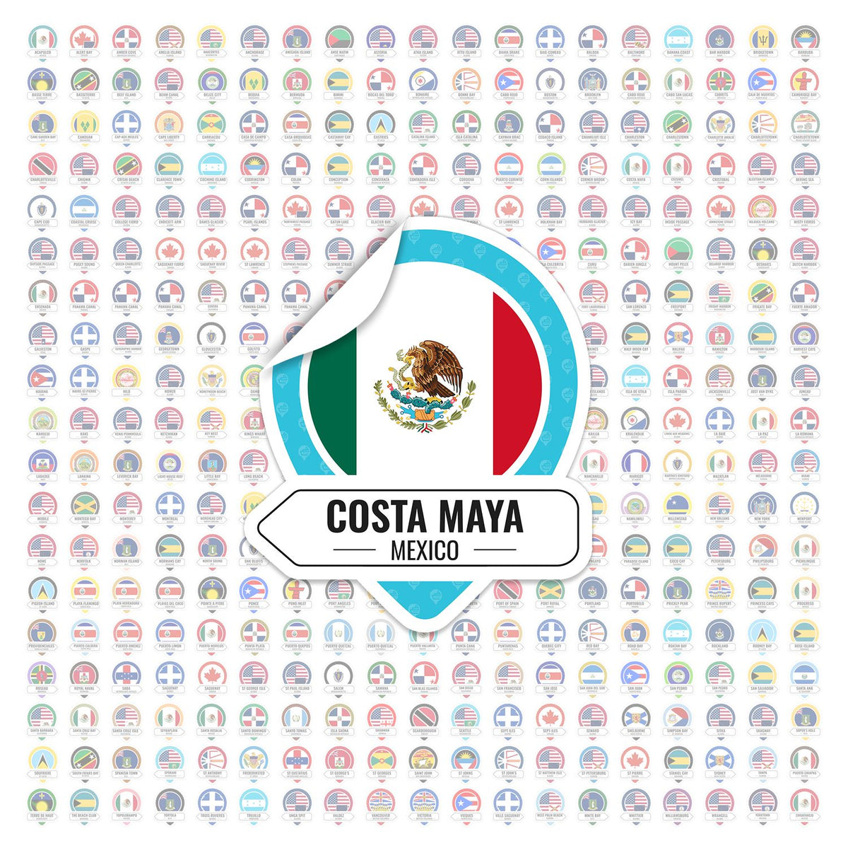 Cruise Itinerary Sticker Sheet - Ship & Port Badges