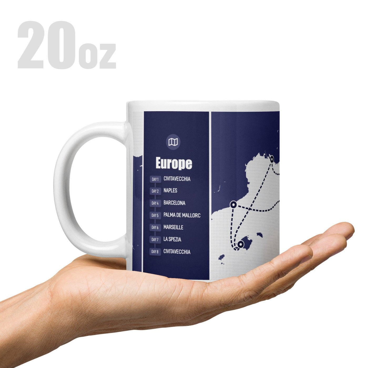 20 oz Coffee mug featuring cruise itinerary details