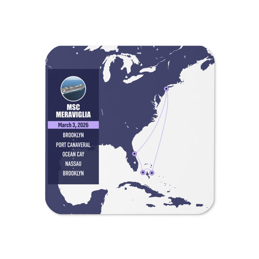 Cruise Map Coaster Cork Square White Front