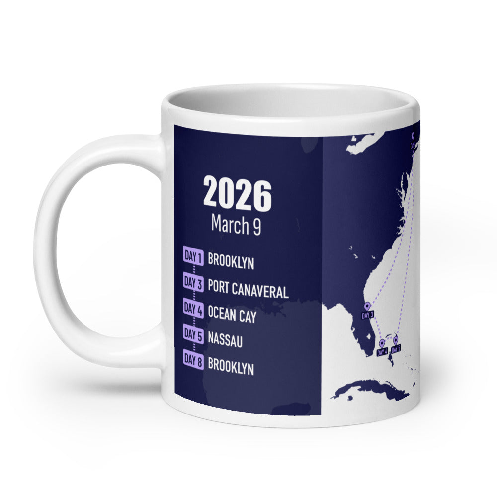 Cruise Map Mug Glossy White Itinerary