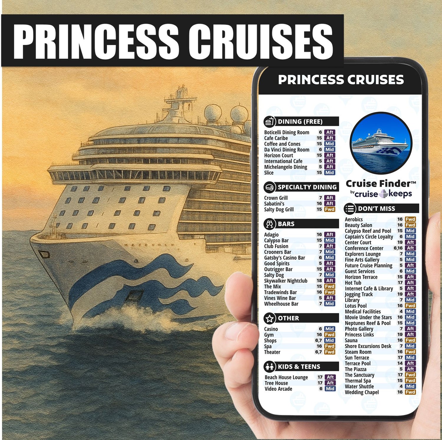Princess Cruises Ship Deck Finder Cards