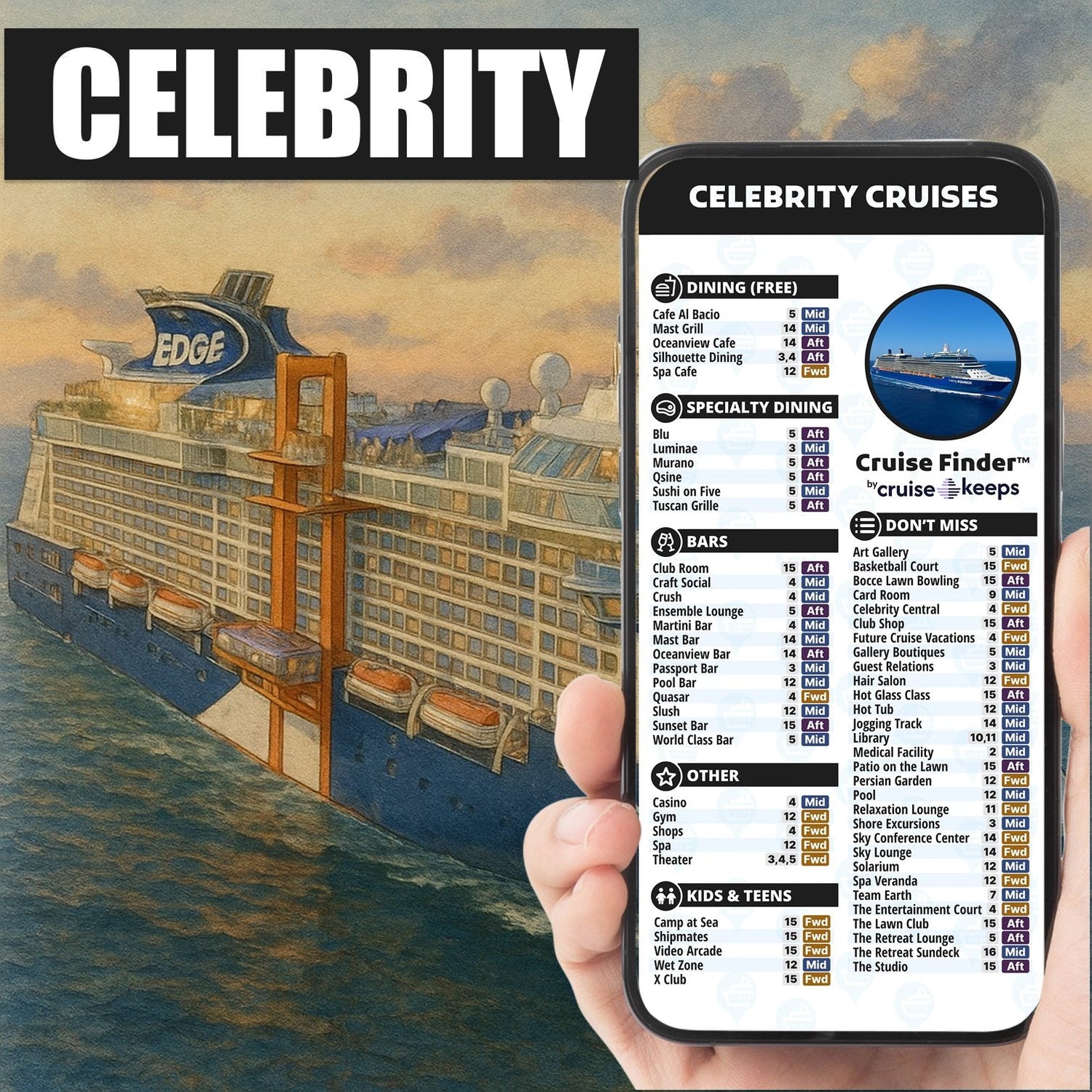 Deck Finder Cards for Celebrity Cruise Ships