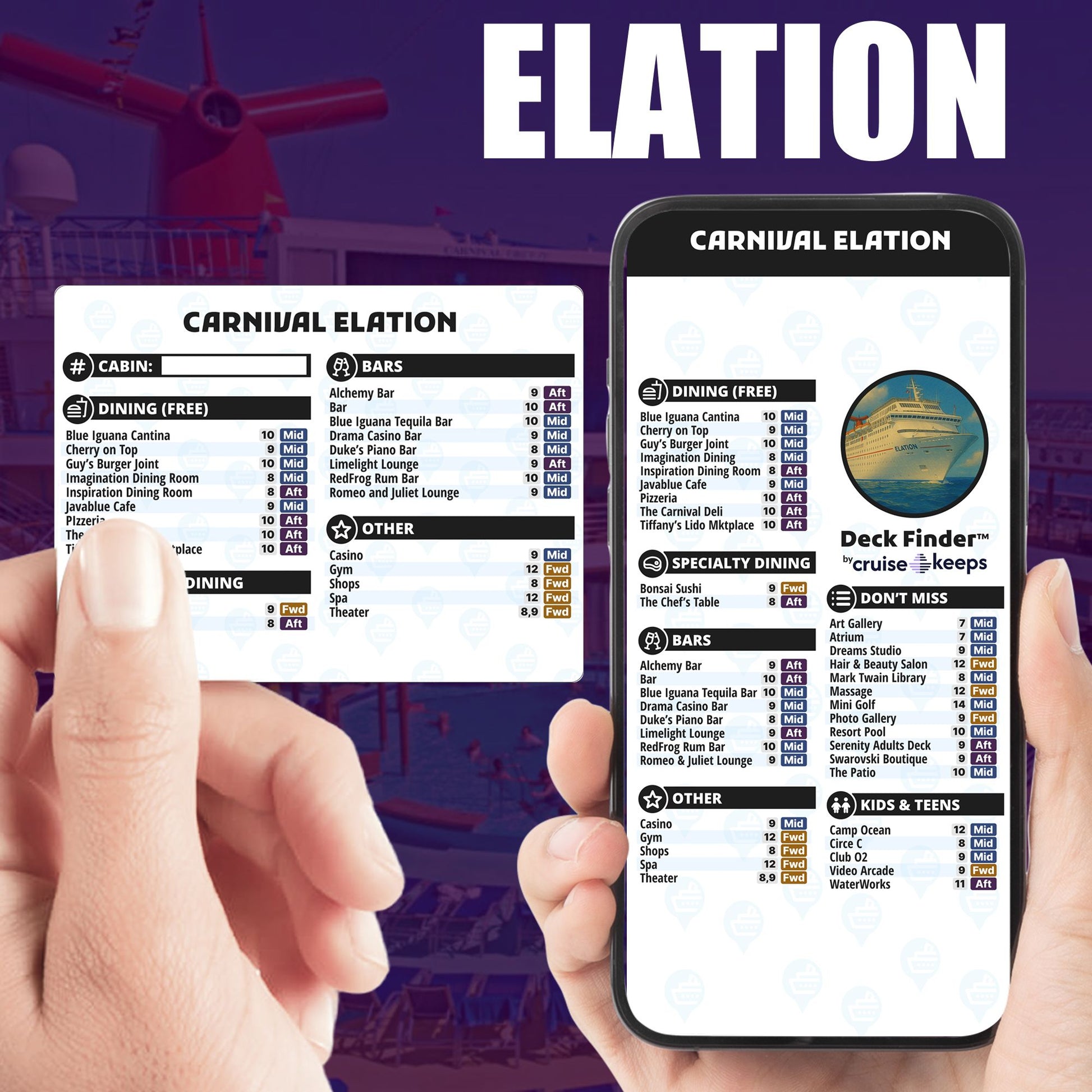 Carnival Elation Deck Finder Cards
