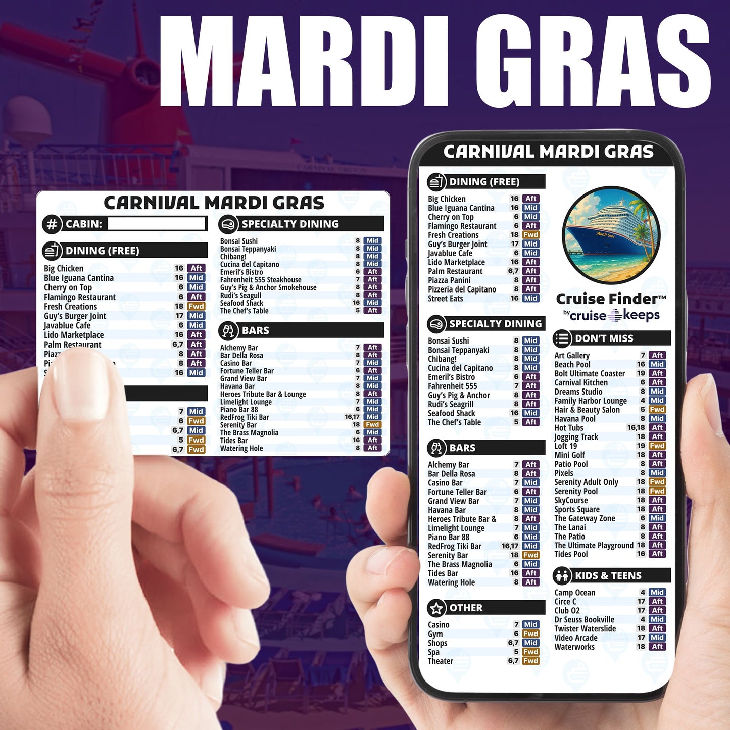 Carnival Mardi Gras Deck Finder Cards