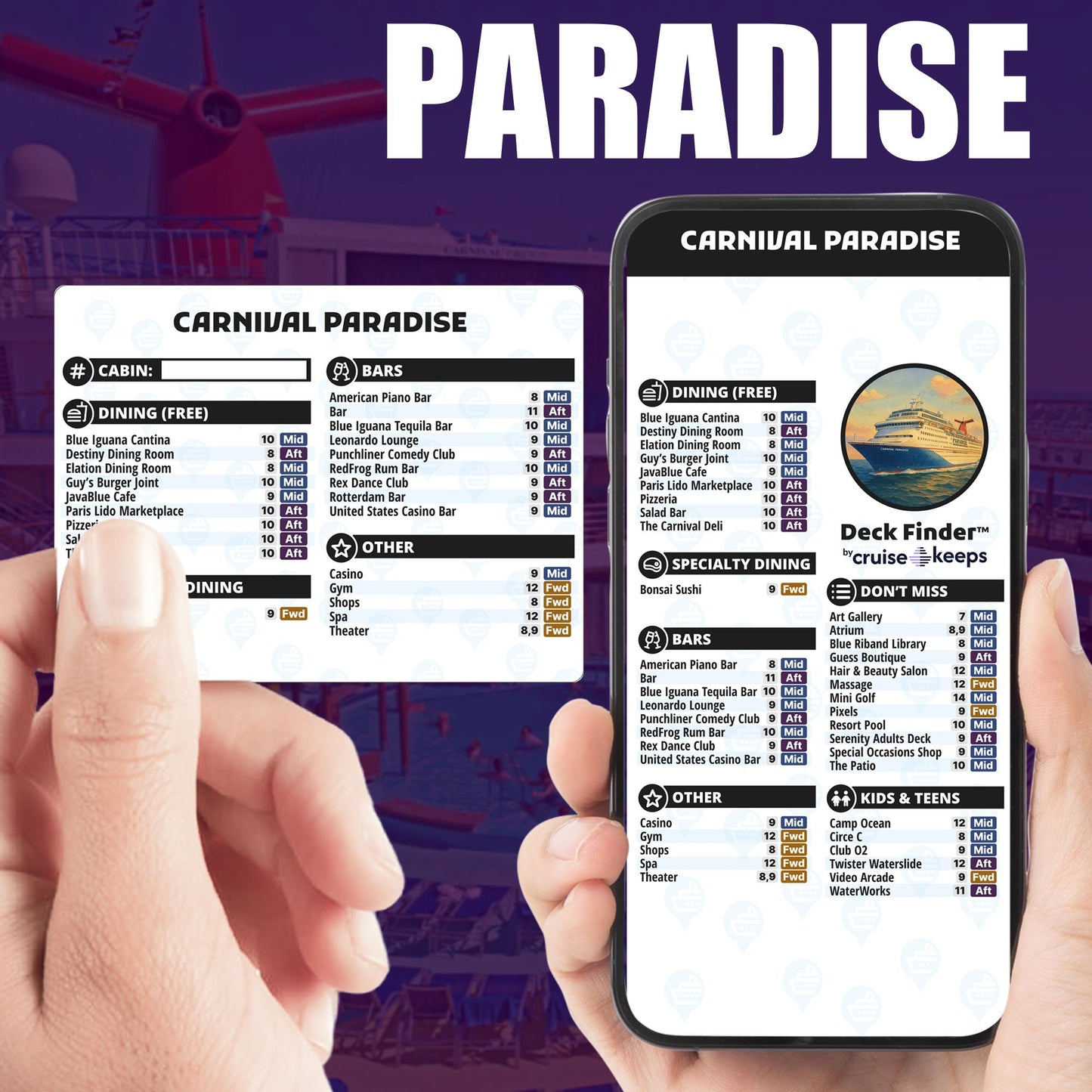 Carnival Paradise Deck Finder Cards