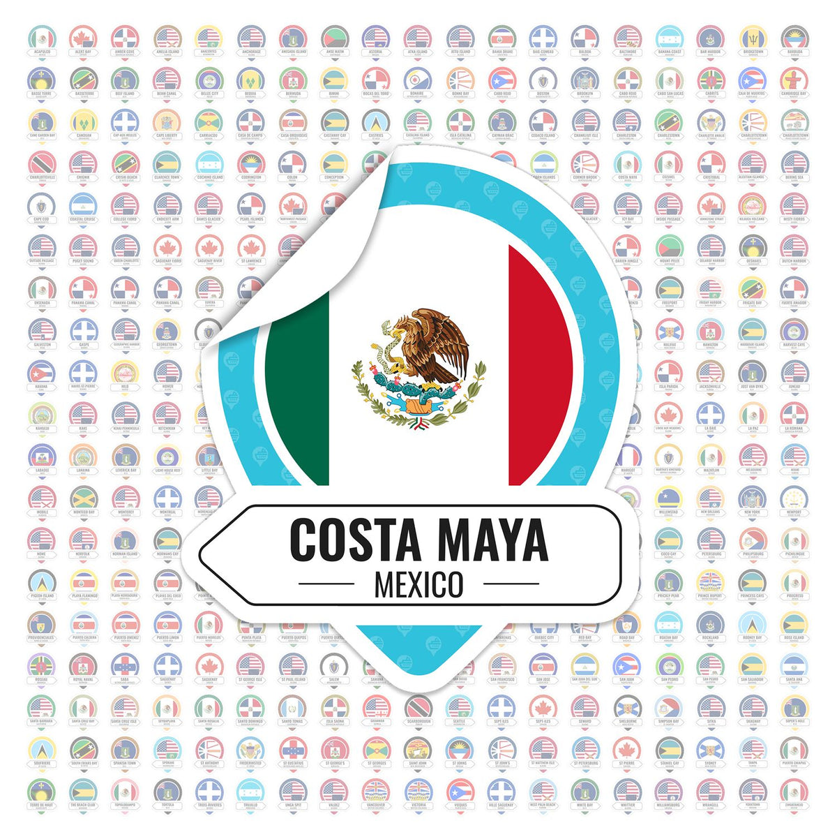 Cruise Itinerary Sticker Sheet - Ship & Port Badges