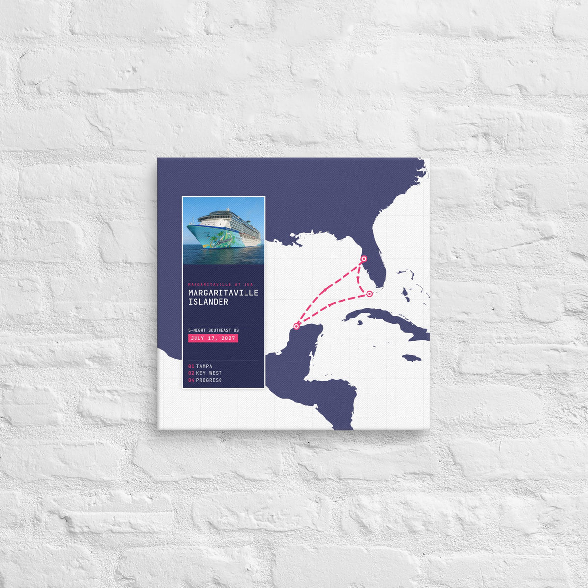 cruise itinerary wall print canvas white