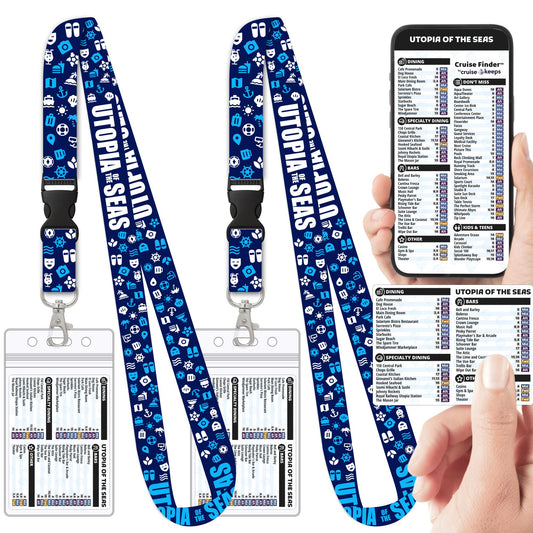 Royal Caribbean - Utopia of the Seas Cruise Lanyards & Deck Finder Cards (Waterproof Card & Phone Screen)
