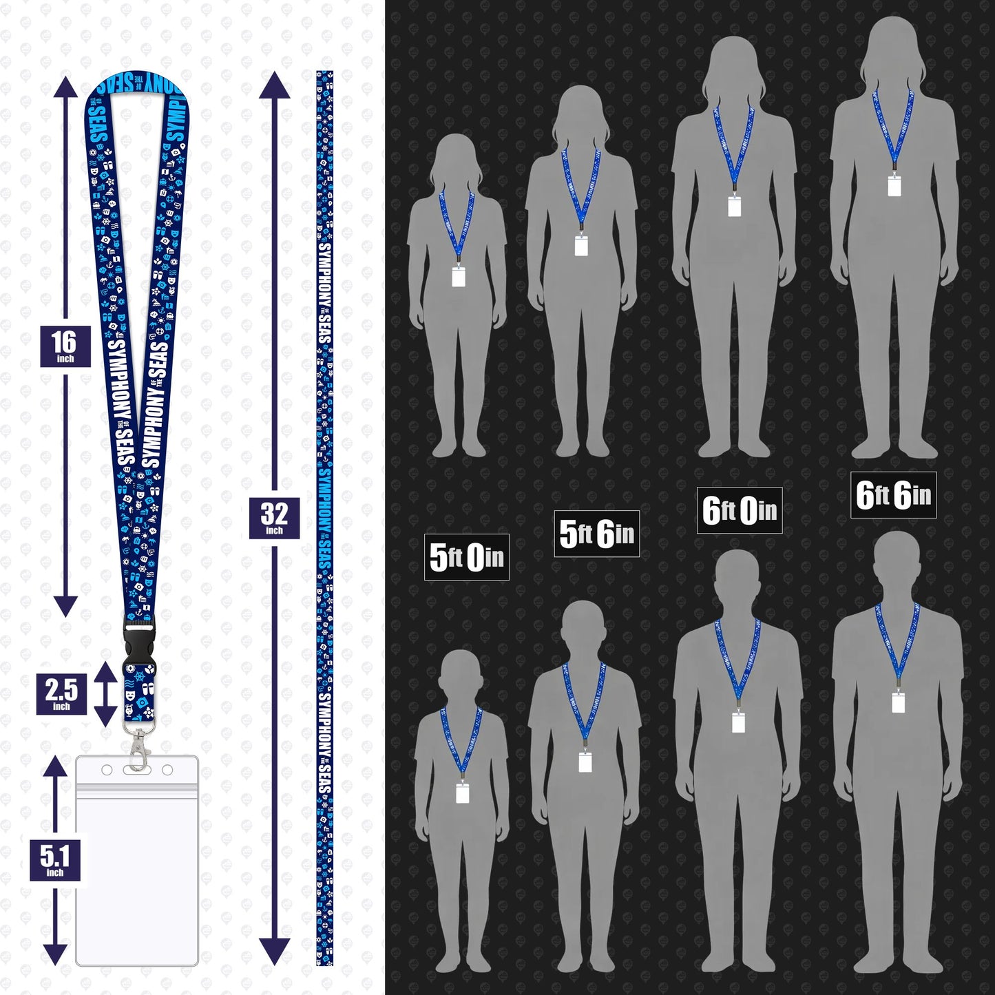 Royal Caribbean - Symphony of the Seas Cruise Lanyards & Deck Finder Cards (Waterproof Card & Phone Screen)