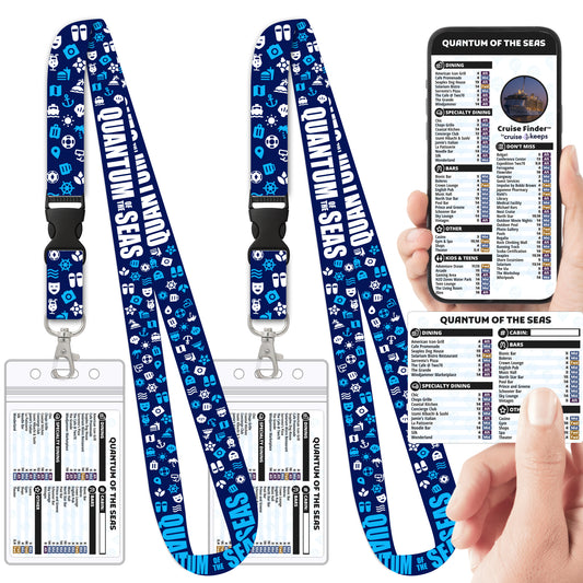 Royal Caribbean - Quantum of the Seas Cruise Lanyards & Deck Finder Cards (Waterproof Card & Phone Screen)