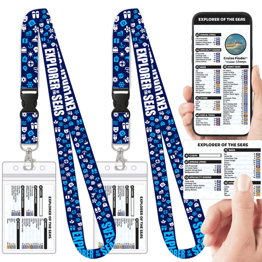 Royal Caribbean - Explorer of the Seas Cruise Lanyards & Deck Finder Cards (Waterproof Card & Phone Screen)