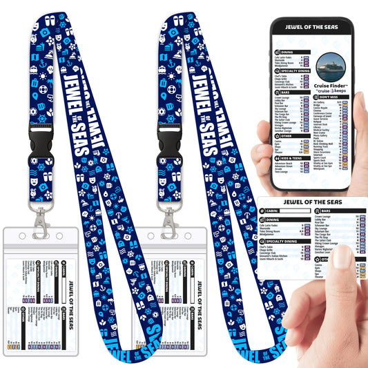 Royal Caribbean - Jewel of the Seas Cruise Lanyards & Deck Finder Cards (Waterproof Card & Phone Screen)
