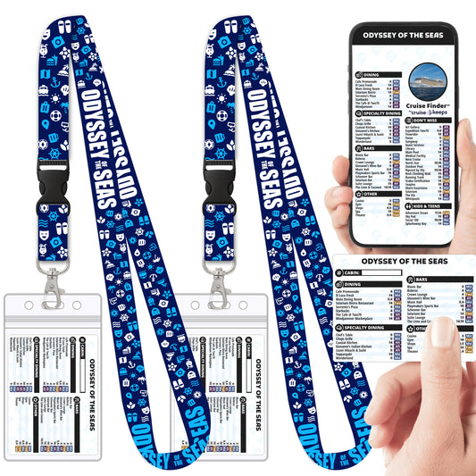 Royal Caribbean - Odyssey of the Seas Cruise Lanyards & Deck Finder Cards (Waterproof Card & Phone Screen)