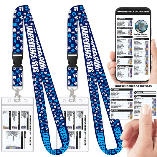 Royal Caribbean - Independence of the Seas Cruise Lanyards & Deck Finder Cards (Waterproof Card & Phone Screen)