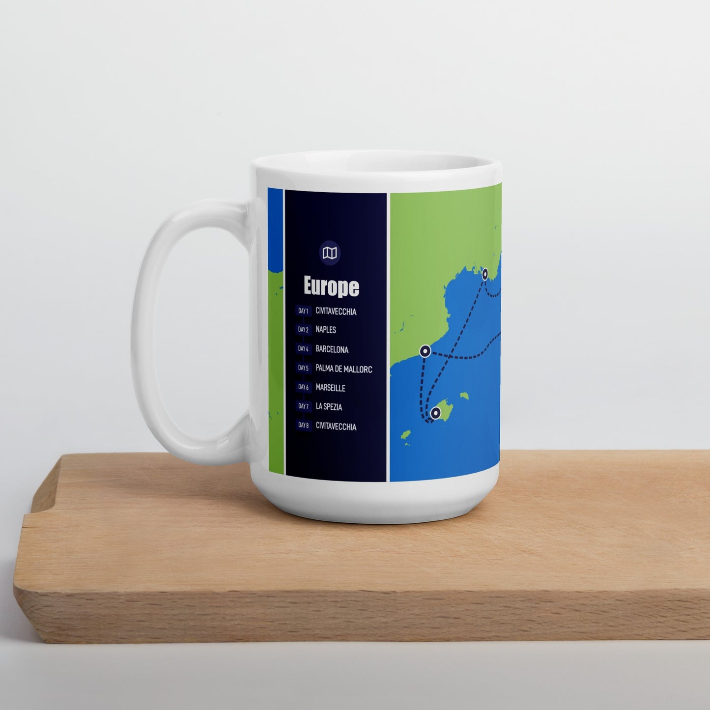 Coffee Mug featuring European Cruise Itinerary