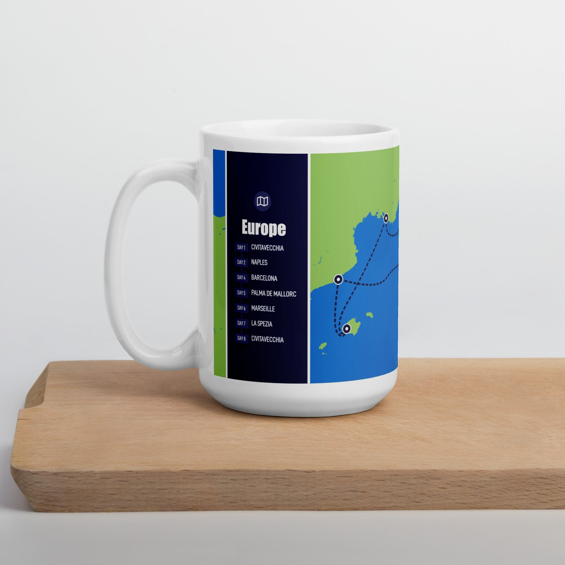 Coffee Mug featuring European Cruise Itinerary