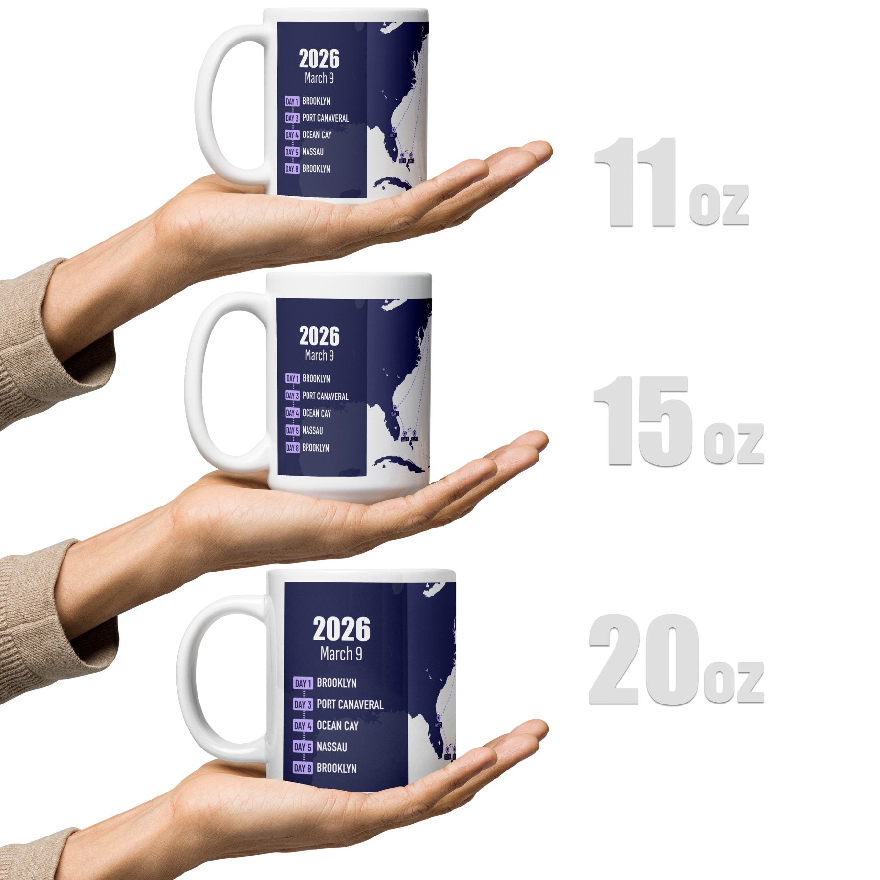 Cruise Map Custom Mug Size Chart