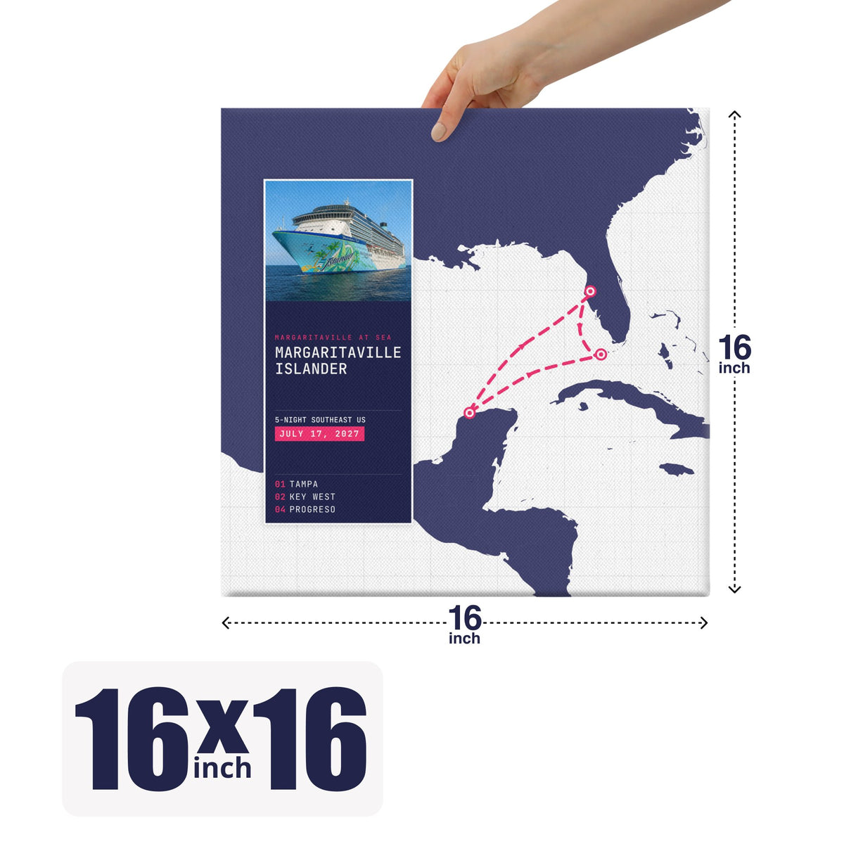 custom cruise canvas print 16 inch white