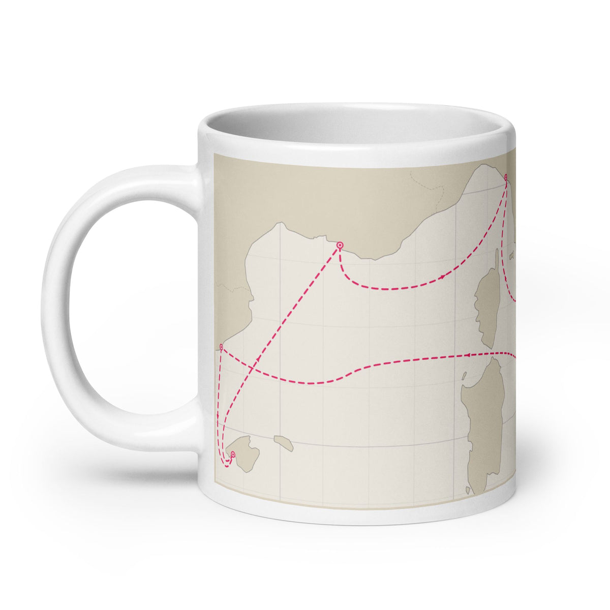cruisekeeps custom gift ideas mug with ship, ports, and itinerary map