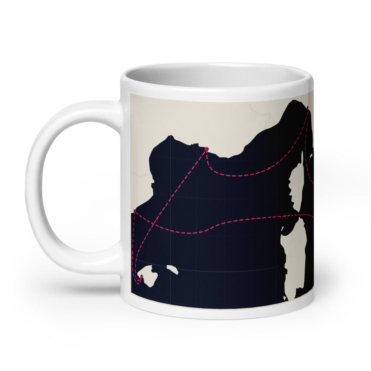 cruisekeeps custom coffee mugs with ship, ports, and itinerary map