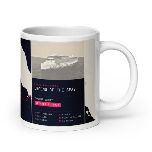 cruise gifts custom mug with itinerary map, ship and port list