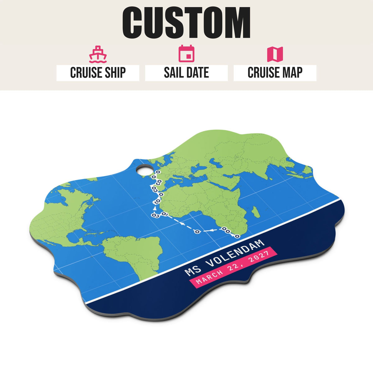 custom cruise ornament blue green