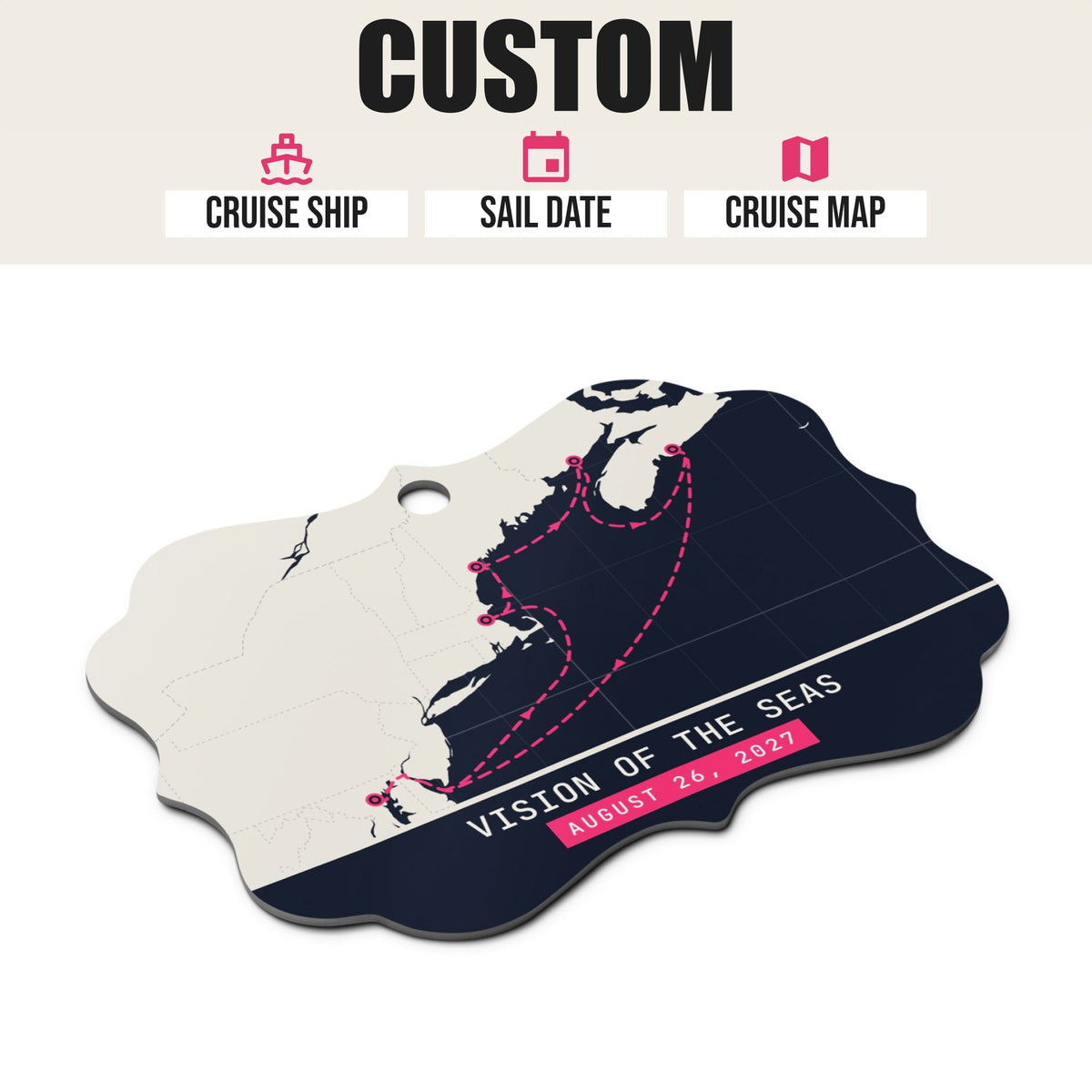 custom cruise ornament navy