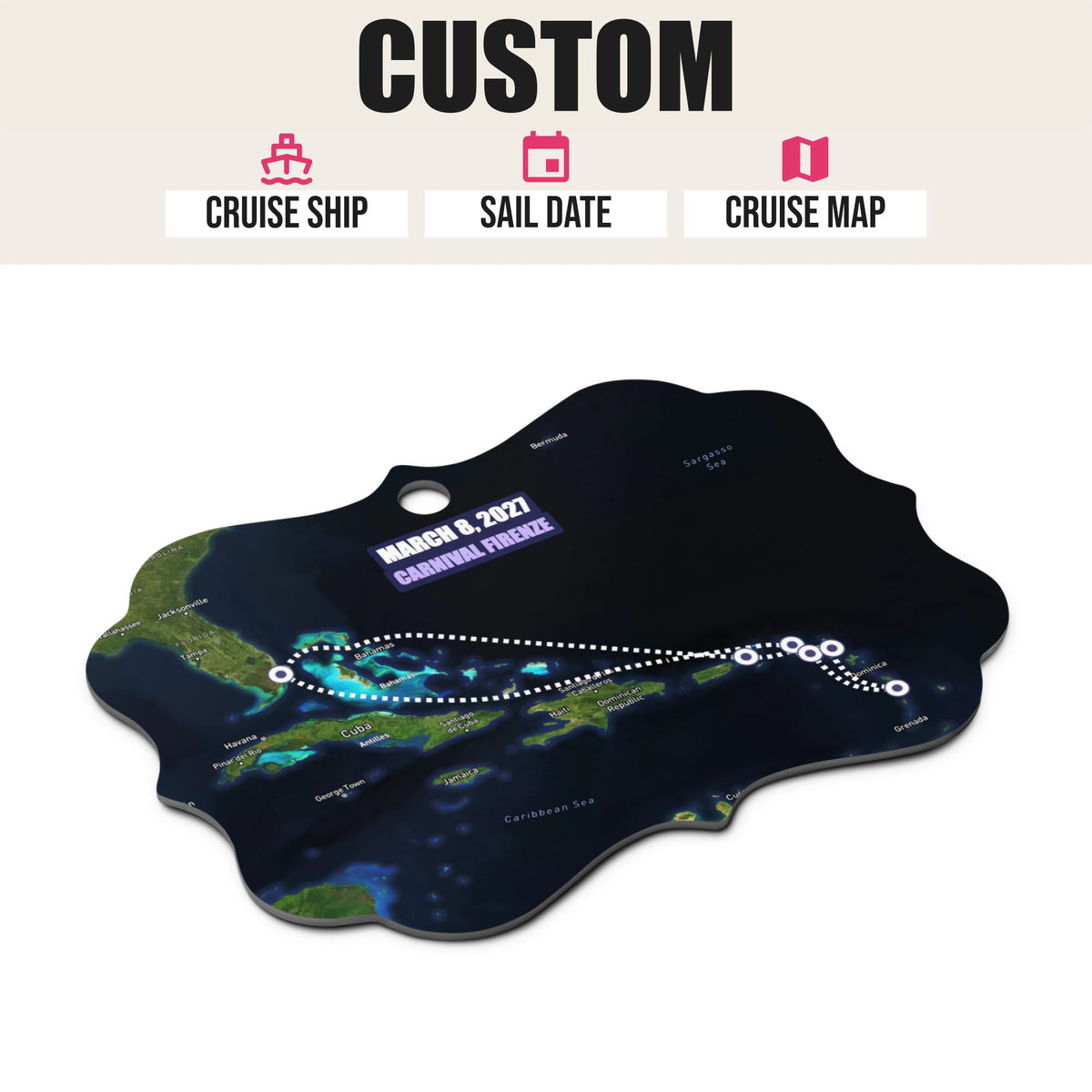 custom cruise ornament satellite