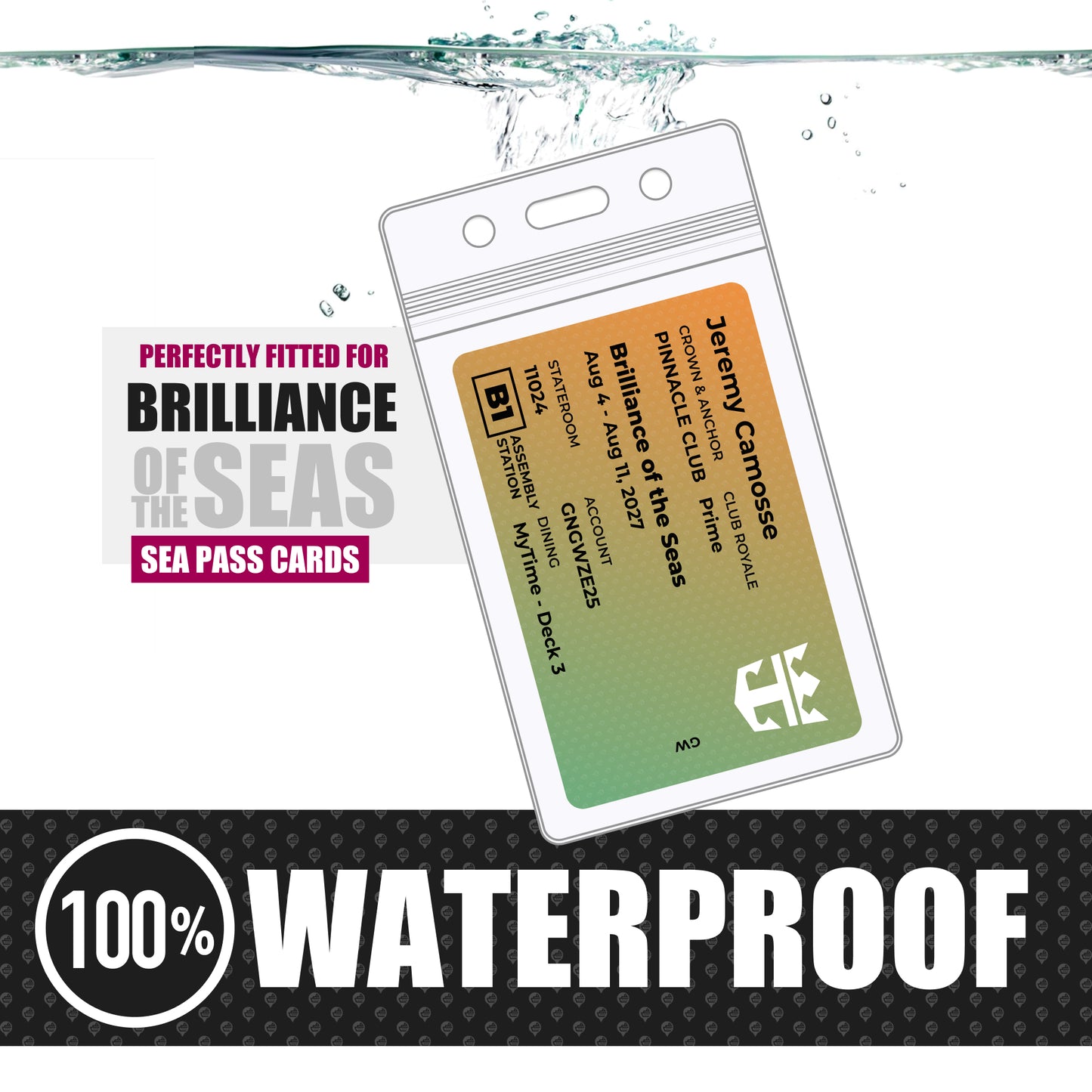 Royal Caribbean - Brilliance of the Seas Cruise Lanyards & Deck Finder Cards (Waterproof Card & Phone Screen)