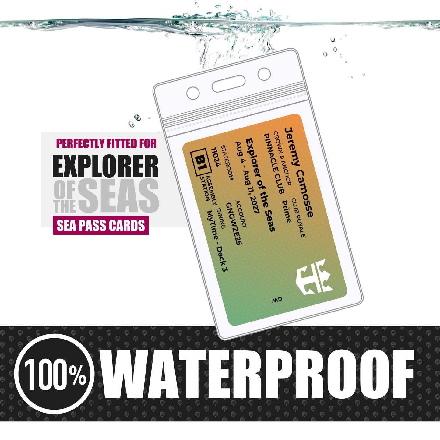 Royal Caribbean - Explorer of the Seas Cruise Lanyards & Deck Finder Cards (Waterproof Card & Phone Screen)