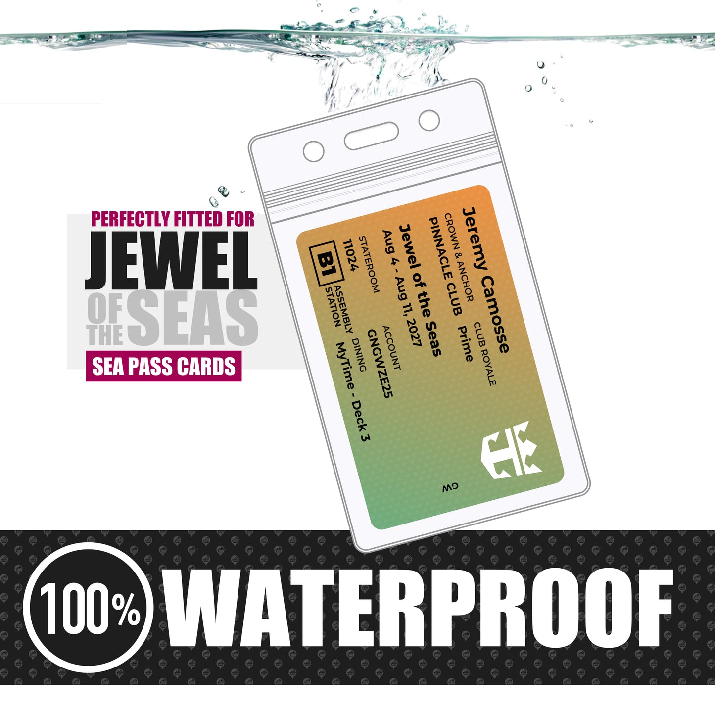 Royal Caribbean - Jewel of the Seas Cruise Lanyards & Deck Finder Cards (Waterproof Card & Phone Screen)