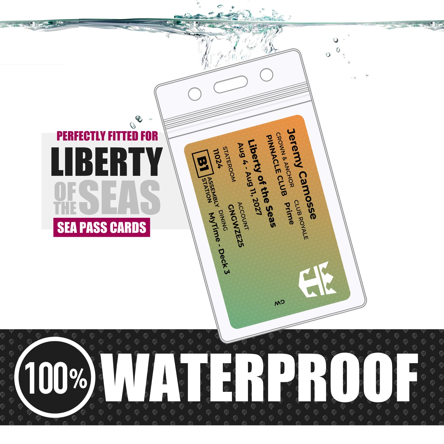 Royal Caribbean - Liberty of the Seas Cruise Lanyards & Deck Finder Cards (Waterproof Card & Phone Screen)