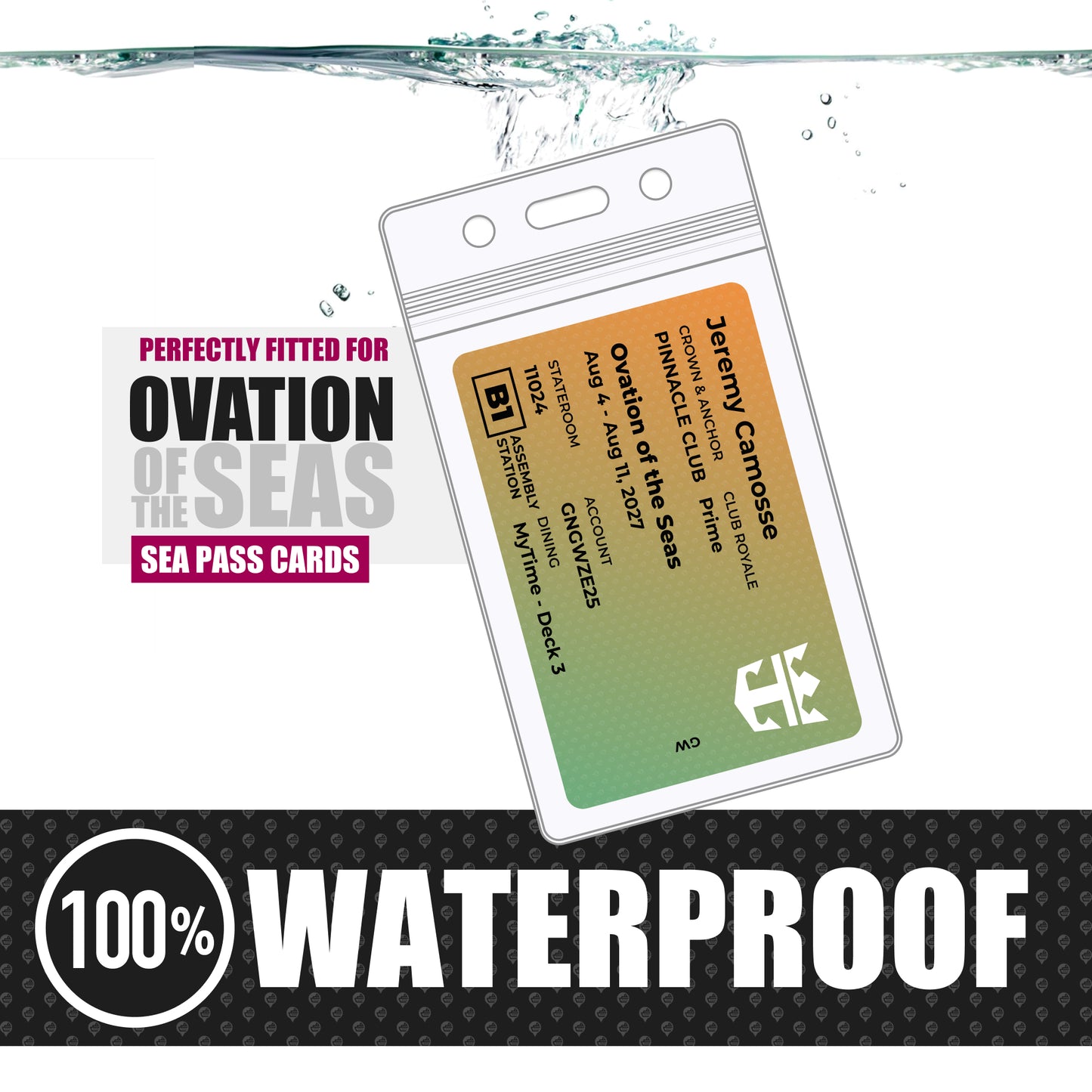 Royal Caribbean - Ovation of the Seas Cruise Lanyards & Deck Finder Cards (Waterproof Card & Phone Screen)