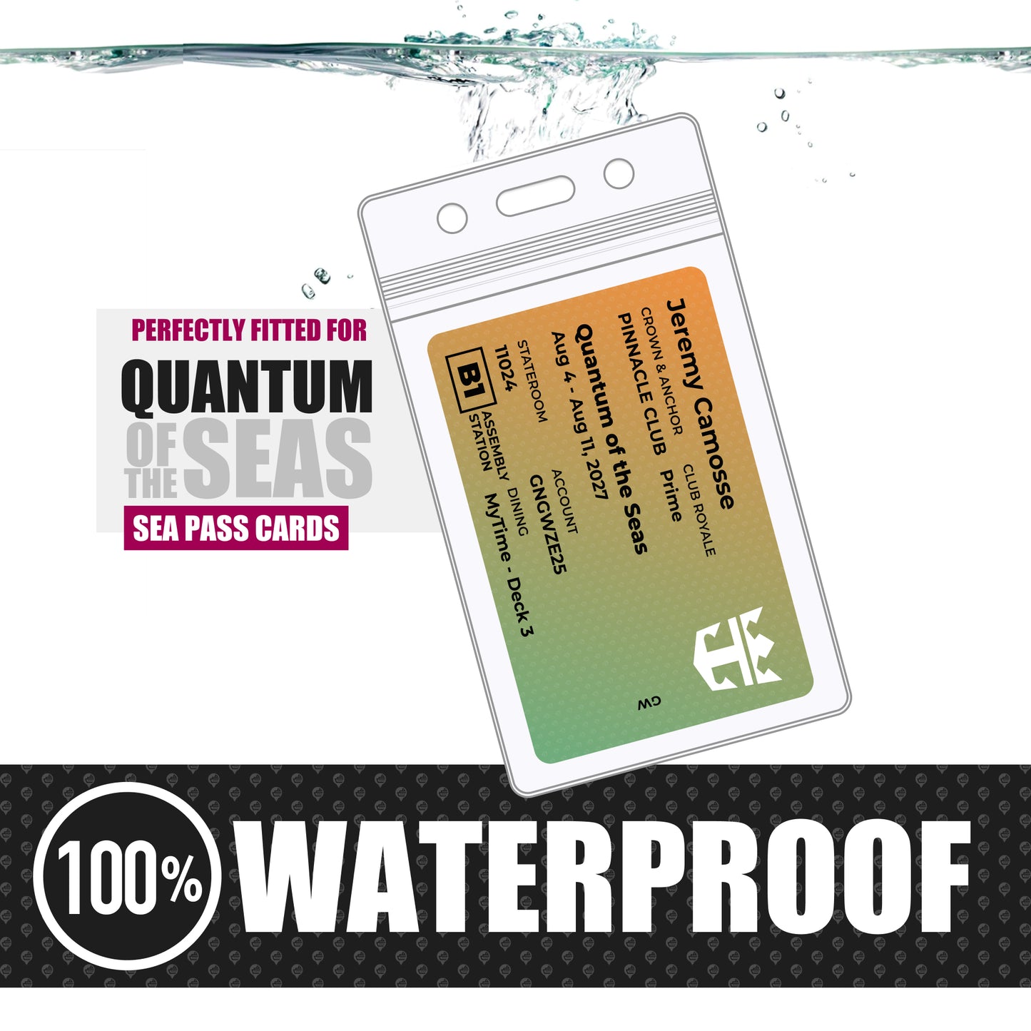 Royal Caribbean - Quantum of the Seas Cruise Lanyards & Deck Finder Cards (Waterproof Card & Phone Screen)