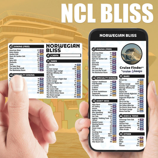 Norwegian Bliss Deck Finder Cards Venue Locator