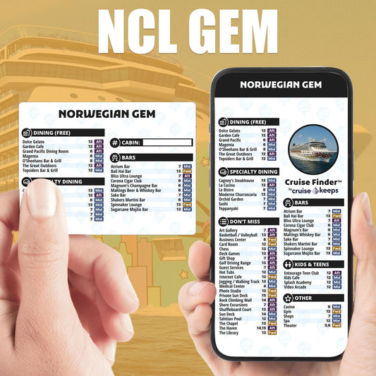 Norwegian Gem Deck Finder Cards Venue Locator