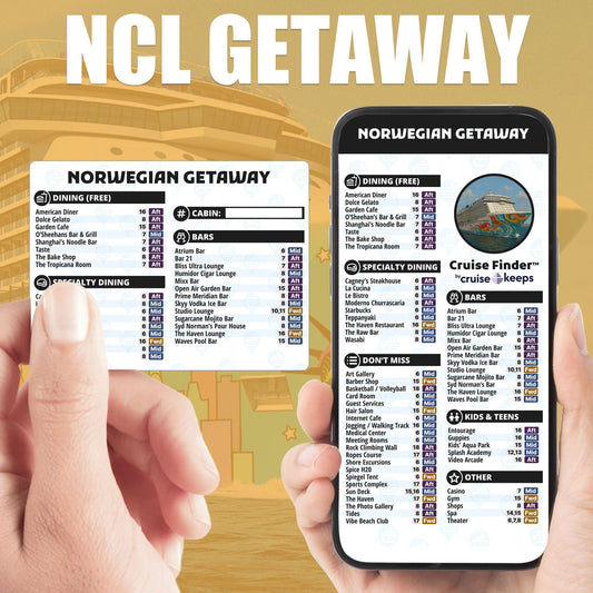 Norwegian Getaway Deck Finder Cards Venue Locator