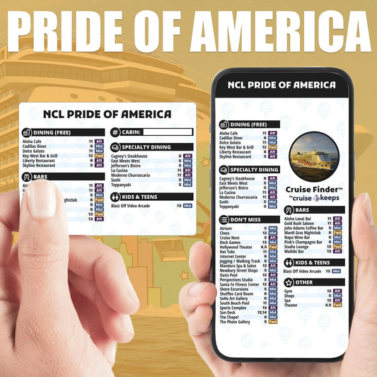 Norwegian Pride of America Deck Finder Cards Venue Locator