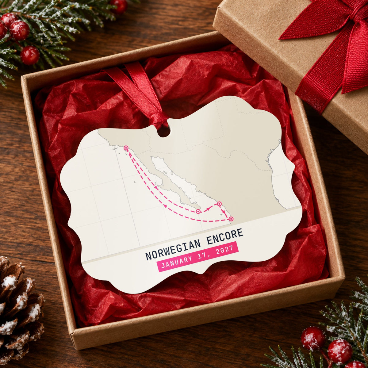 personalized cruise ornament cream