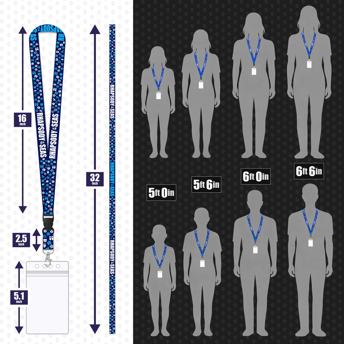 Royal Caribbean - Rhapsody of the Seas Cruise Lanyards & Deck Finder Cards (Waterproof Card & Phone Screen)