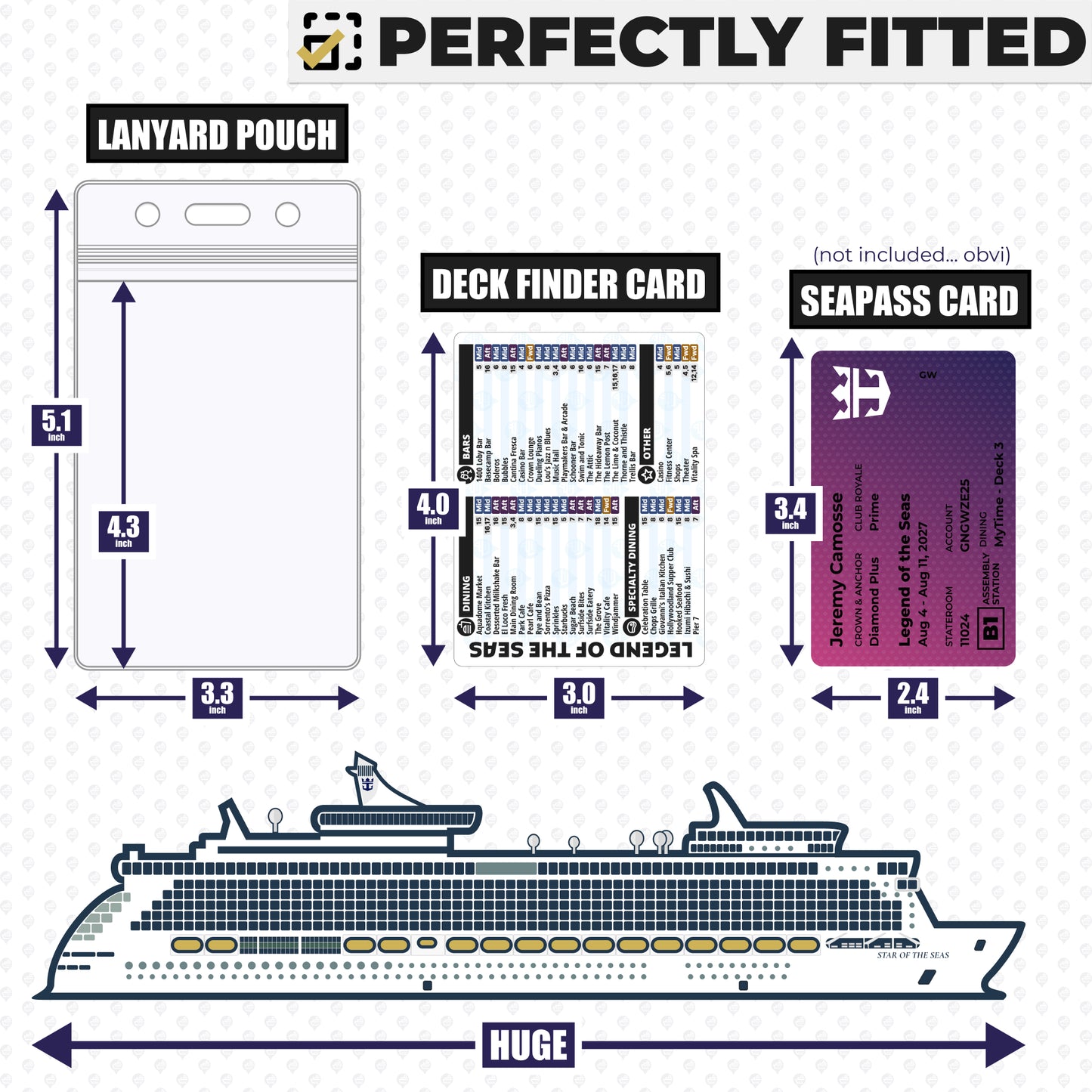 Royal Caribbean - Legend of the Seas Cruise Lanyards & Deck Finder Cards (Waterproof Card & Phone Screen)