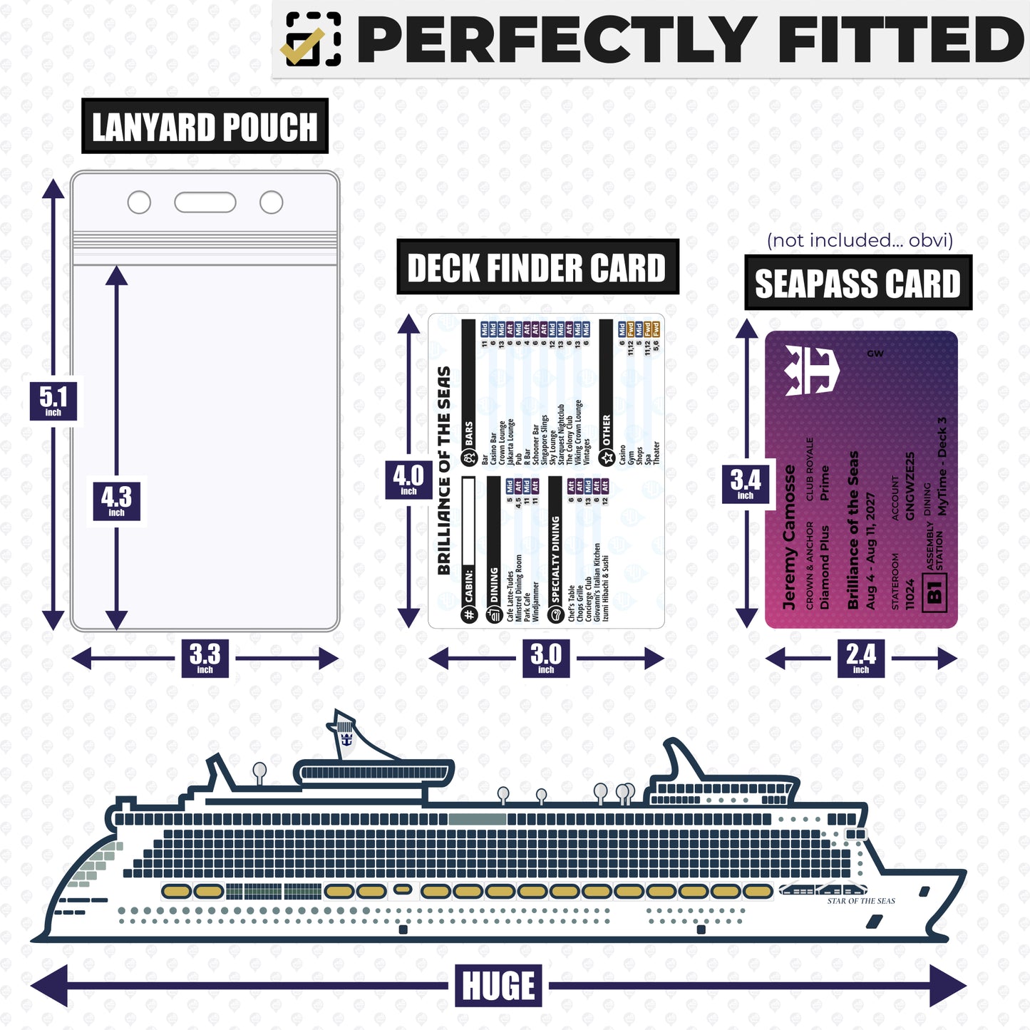 Royal Caribbean - Brilliance of the Seas Cruise Lanyards & Deck Finder Cards (Waterproof Card & Phone Screen)