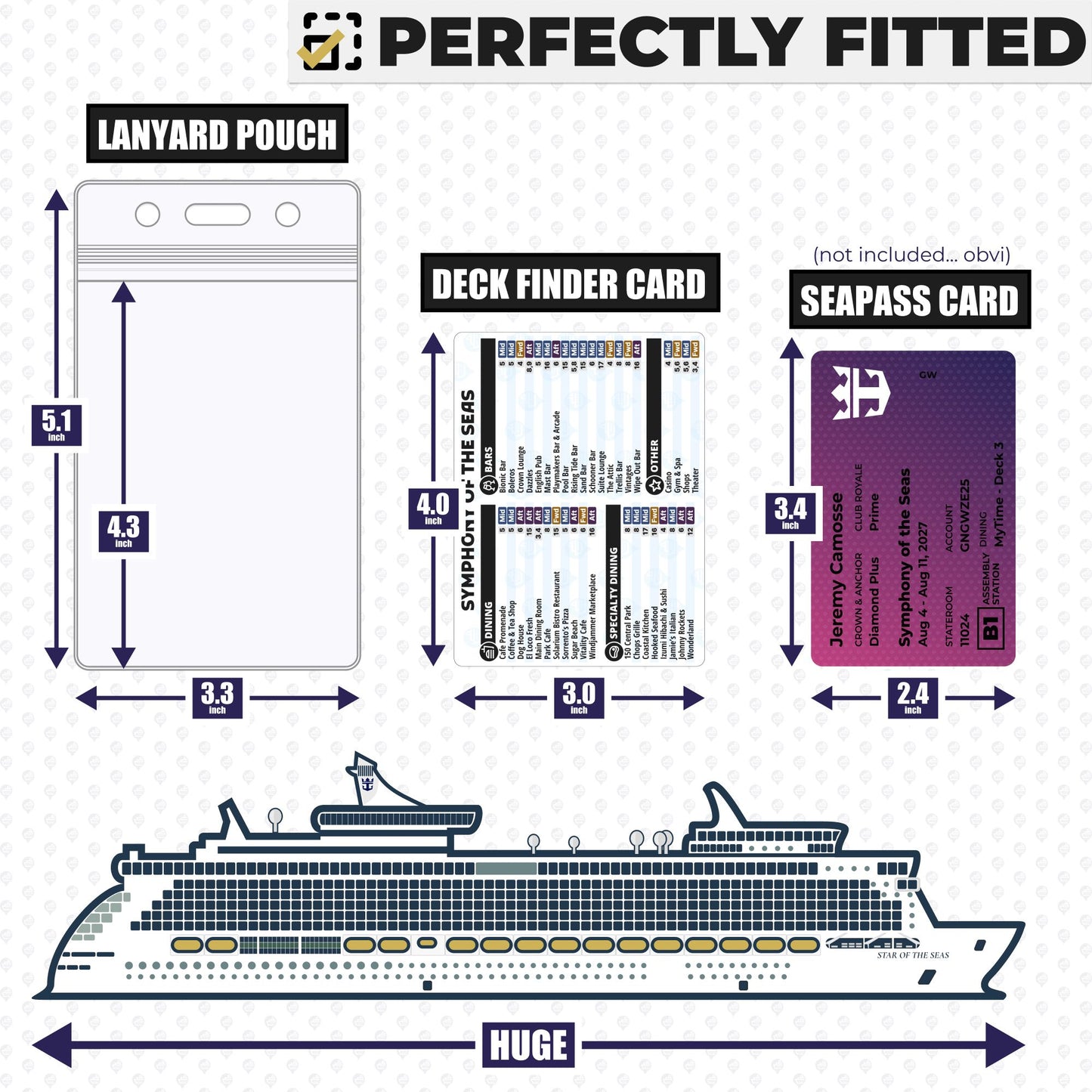 Royal Caribbean - Symphony of the Seas Cruise Lanyards & Deck Finder Cards (Waterproof Card & Phone Screen)