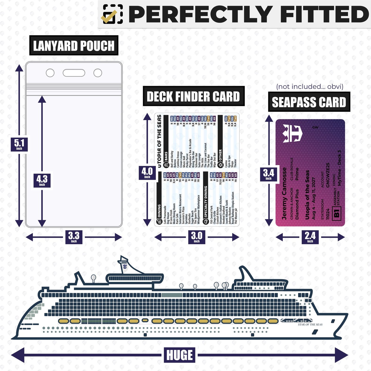 Royal Caribbean - Utopia of the Seas Cruise Lanyards & Deck Finder Cards (Waterproof Card & Phone Screen)