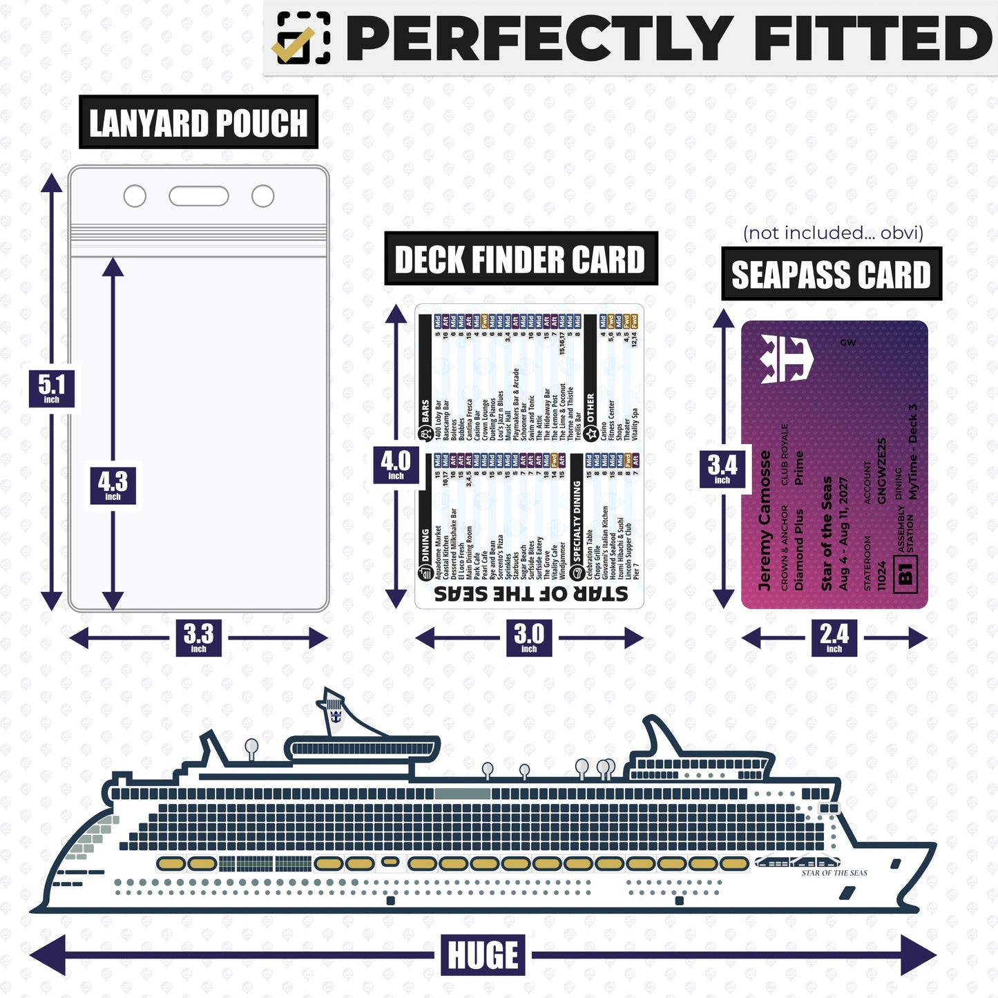 Royal Caribbean - Star of the Seas Cruise Lanyards & Deck Finder Cards (Waterproof Card & Phone Screen)