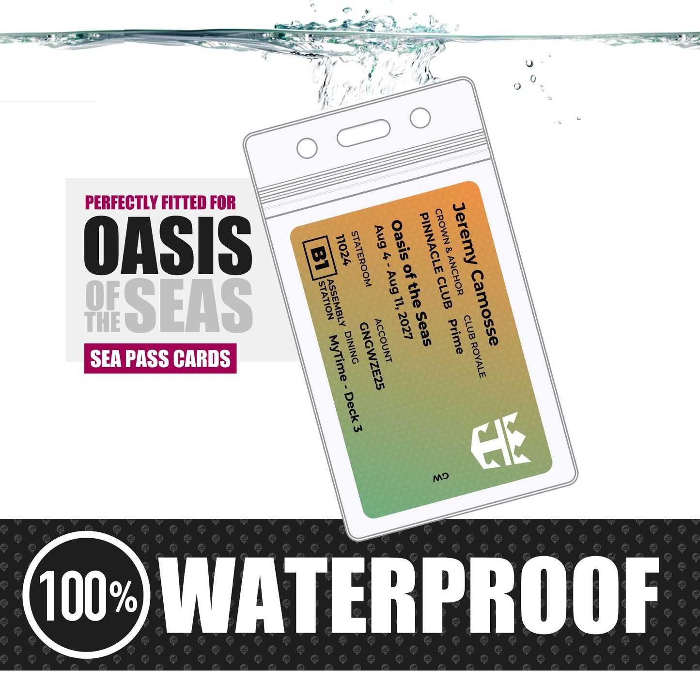 Royal Caribbean - Oasis of the Seas Cruise Lanyards & Deck Finder Cards (Waterproof Card & Phone Screen)