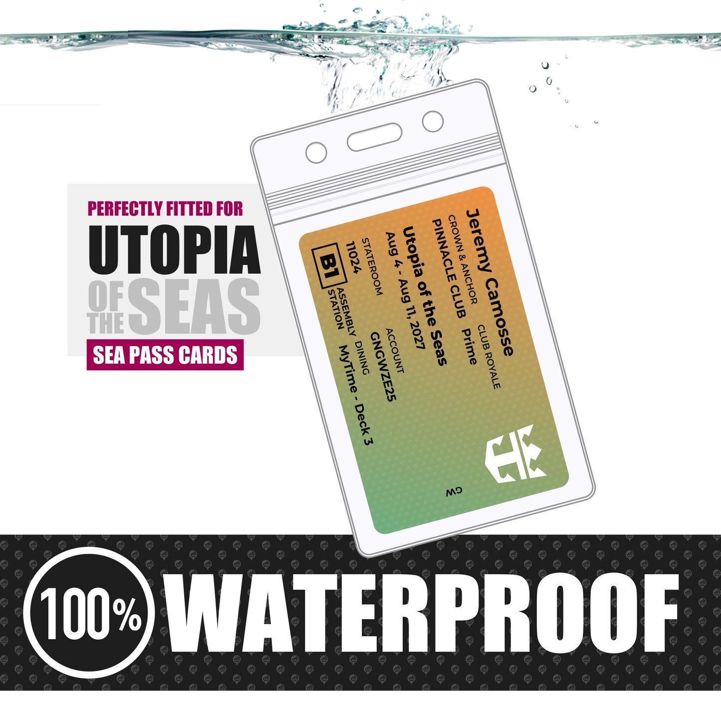 Royal Caribbean - Utopia of the Seas Cruise Lanyards & Deck Finder Cards (Waterproof Card & Phone Screen)